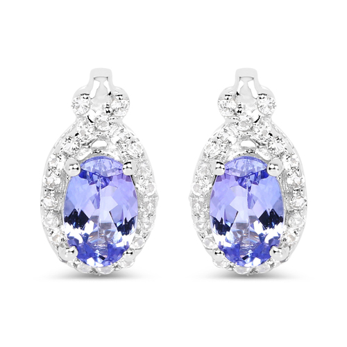 2.83 Carat Genuine Tanzanite and White Topaz .925 Sterling Silver 3 Piece Jewelry Set (Ring, Earrings, and Pendant w/ Chain)
