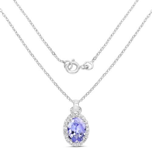 2.83 Carat Genuine Tanzanite and White Topaz .925 Sterling Silver 3 Piece Jewelry Set (Ring, Earrings, and Pendant w/ Chain)