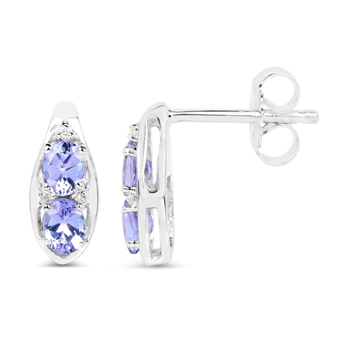 3.12 Carat Genuine Tanzanite and White Topaz .925 Sterling Silver 3 Piece Jewelry Set (Ring, Earrings, and Pendant w/ Chain)