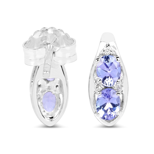 3.12 Carat Genuine Tanzanite and White Topaz .925 Sterling Silver 3 Piece Jewelry Set (Ring, Earrings, and Pendant w/ Chain)