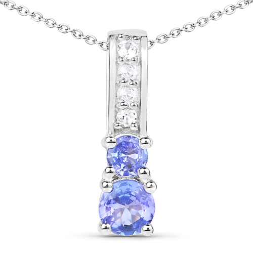 1.86 Carat Genuine Tanzanite and White Topaz .925 Sterling Silver 3 Piece Jewelry Set (Ring, Earrings, and Pendant w/ Chain)