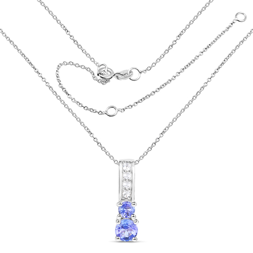 1.86 Carat Genuine Tanzanite and White Topaz .925 Sterling Silver 3 Piece Jewelry Set (Ring, Earrings, and Pendant w/ Chain)