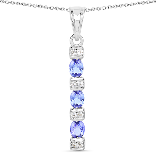 3.17 Carat Genuine Tanzanite and White Topaz .925 Sterling Silver 3 Piece Jewelry Set (Ring, Earrings, and Pendant w/ Chain)