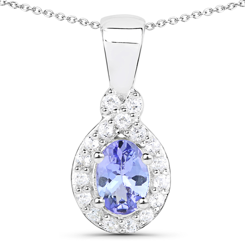 3.72 Carat Genuine Tanzanite and White Topaz .925 Sterling Silver 3 Piece Jewelry Set (Ring, Earrings, and Pendant w/ Chain)
