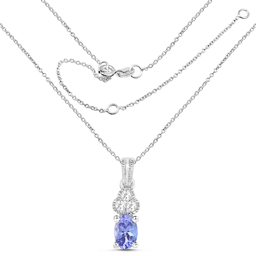 1.93 Carat Genuine Tanzanite and White Topaz .925 Sterling Silver 3 Piece Jewelry Set (Ring, Earrings, and Pendant w/ Chain)