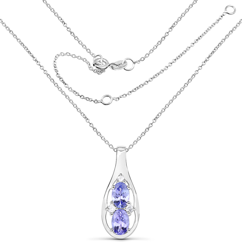 3.23 Carat Genuine Tanzanite and White Topaz .925 Sterling Silver 3 Piece Jewelry Set (Ring, Earrings, and Pendant w/ Chain)