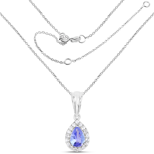 3.00 Carat Genuine Tanzanite and White Topaz .925 Sterling Silver 3 Piece Jewelry Set (Ring, Earrings, and Pendant w/ Chain)