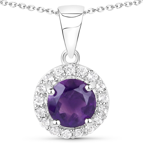 3.25 Carat Genuine Amethyst and White Topaz .925 Sterling Silver 3 Piece Jewelry Set (Ring, Earrings, and Pendant w/ Chain)