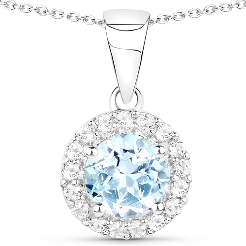 4.23 Carat Genuine Blue Topaz and White Topaz .925 Sterling Silver 3 Piece Jewelry Set (Ring, Earrings, and Pendant w/ Chain)