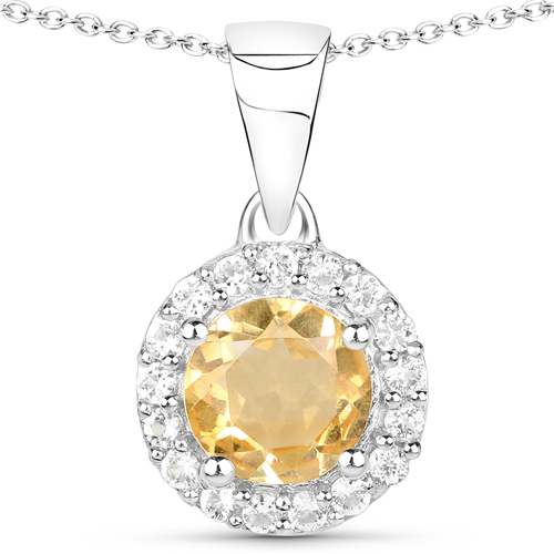 3.83 Carat Genuine Citrine and White Topaz .925 Sterling Silver 3 Piece Jewelry Set (Ring, Earrings, and Pendant w/ Chain)