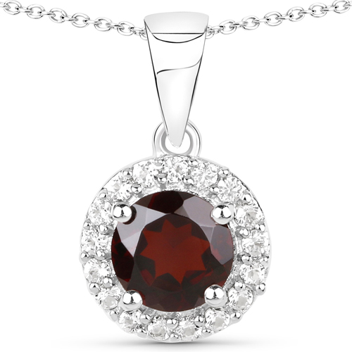 4.13 Carat Genuine Garnet and White Topaz .925 Sterling Silver 3 Piece Jewelry Set (Ring, Earrings, and Pendant w/ Chain)