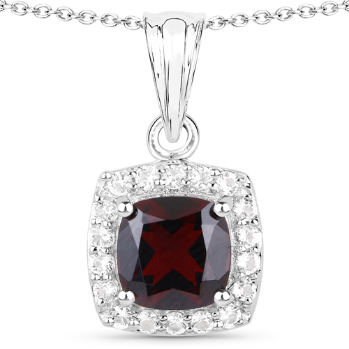 4.76 Carat Genuine Garnet and White Topaz .925 Sterling Silver 3 Piece Jewelry Set (Ring, Earrings, and Pendant w/ Chain)