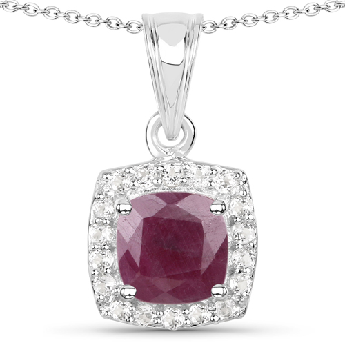 4.82 Carat Genuine Ruby and White Topaz .925 Sterling Silver 3 Piece Jewelry Set (Ring, Earrings, and Pendant w/ Chain)