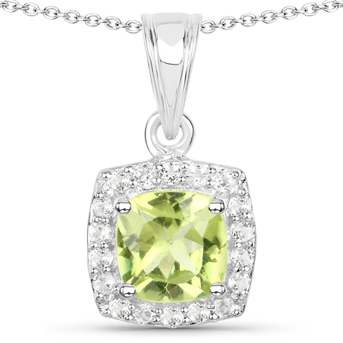 4.12 Carat Genuine Peridot and White Topaz .925 Sterling Silver 3 Piece Jewelry Set (Ring, Earrings, and Pendant w/ Chain)