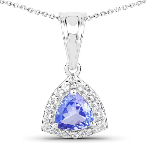 3.35 Carat Genuine Tanzanite and White Topaz .925 Sterling Silver 3 Piece Jewelry Set (Ring, Earrings, and Pendant w/ Chain)