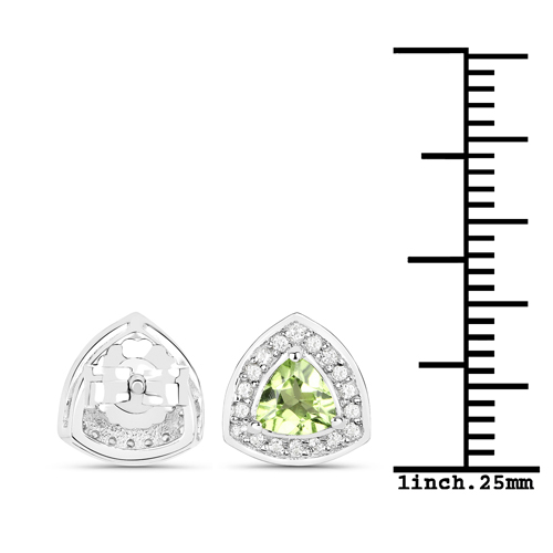 1.04 Carat Genuine Peridot and White Topaz .925 Sterling Silver Earrings
