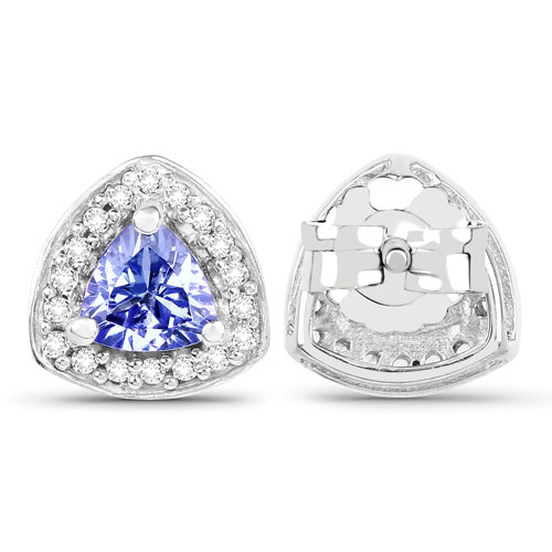 1.06 Carat Genuine Tanzanite and White Topaz .925 Sterling Silver Earrings