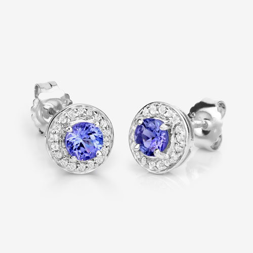 1.12 Carat Genuine Tanzanite and White Topaz .925 Sterling Silver Earrings