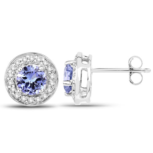 1.12 Carat Genuine Tanzanite and White Topaz .925 Sterling Silver Earrings