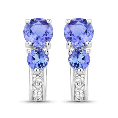 Earrings-0.69 Carat Genuine Tanzanite .925 Sterling Silver Earrings