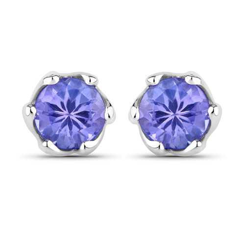 Earrings-0.46 Carat Genuine Tanzanite .925 Sterling Silver Earrings