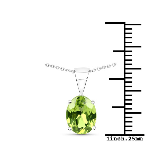 3.36 Carat Genuine Peridot .925 Sterling Silver Jewelry Set (Earrings, and Pendant w/ Chain)