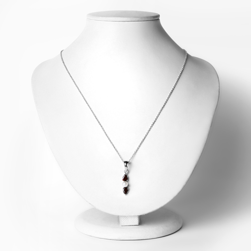 1.90 Carat Genuine Garnet and Pearl .925 Sterling Silver Pendant