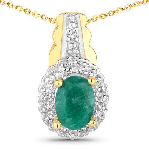 1.71 Carat Dyed Emerald and White Topaz .925 Sterling Silver Jewelry Set