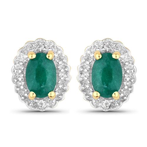 1.71 Carat Dyed Emerald and White Topaz .925 Sterling Silver Jewelry Set