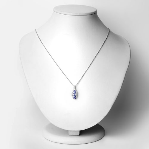 0.95 Carat Genuine Tanzanite and Created White Sapphire .925 Sterling Silver Pendant