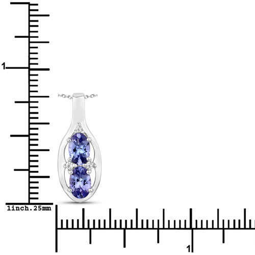 0.95 Carat Genuine Tanzanite and Created White Sapphire .925 Sterling Silver Pendant