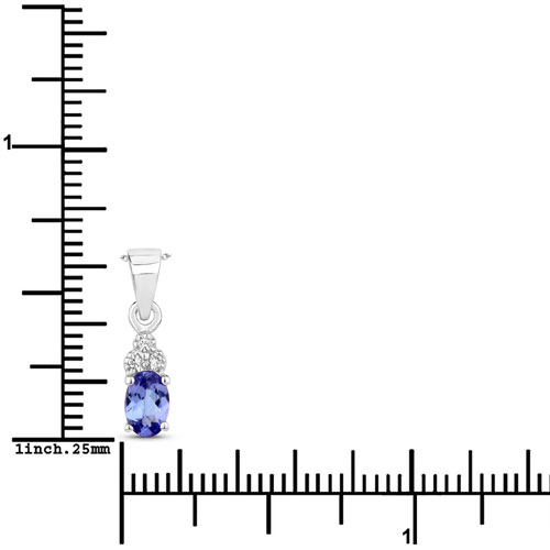 0.47 Carat Genuine Tanzanite and Created White Sapphire .925 Sterling Silver Pendant