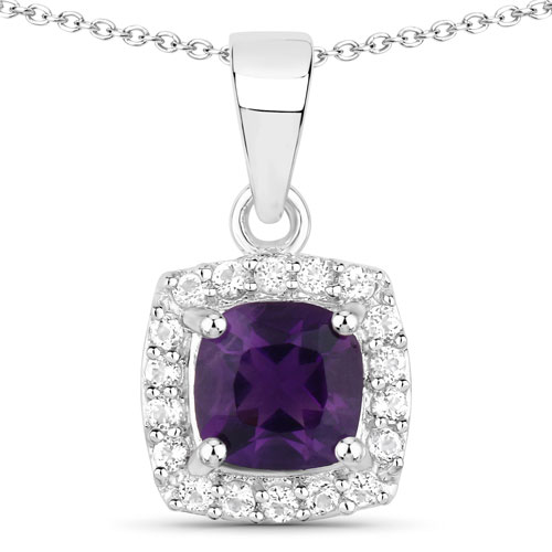 2.60 Carat Genuine Amethyst and White Topaz .925 Sterling Silver Jewelry Set