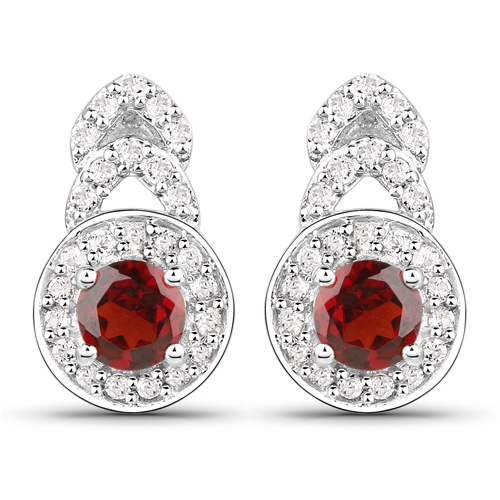 3.20 Carat Genuine Garnet and White Topaz .925 Sterling Silver 3 Piece Jewelry Set (Ring, Earrings, and Pendant w/ Chain)