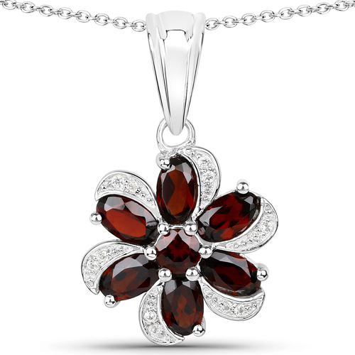 9.60 Carat Genuine Garnet and White Topaz .925 Sterling Silver 3 Piece Jewelry Set (Ring, Earrings, and Pendant w/ Chain)