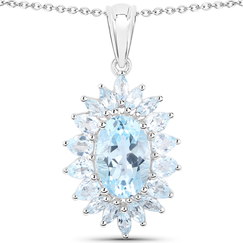 19.18 Carat Genuine Blue Topaz .925 Sterling Silver 3 Piece Jewelry Set (Ring, Earrings, and Pendant w/ Chain)