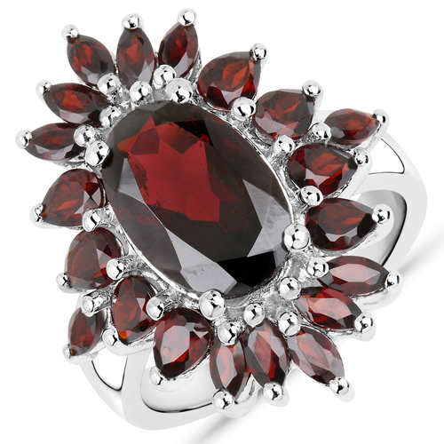 20.24 Carat Genuine Garnet .925 Sterling Silver 3 Piece Jewelry Set (Ring, Earrings, and Pendant w/ Chain)