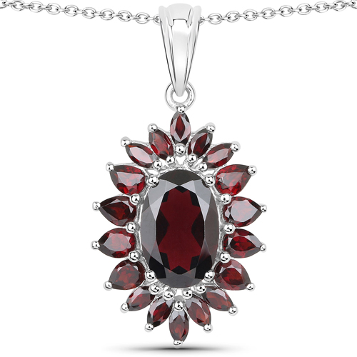 20.24 Carat Genuine Garnet .925 Sterling Silver 3 Piece Jewelry Set (Ring, Earrings, and Pendant w/ Chain)