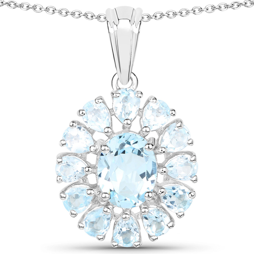 14.02 Carat Genuine Blue Topaz and White Topaz .925 Sterling Silver 3 Piece Jewelry Set (Ring, Earrings, and Pendant w/ Chain)