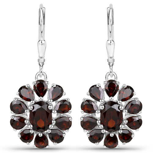 13.82 Carat Genuine Garnet and White Topaz .925 Sterling Silver 3 Piece Jewelry Set (Ring, Earrings, and Pendant w/ Chain)