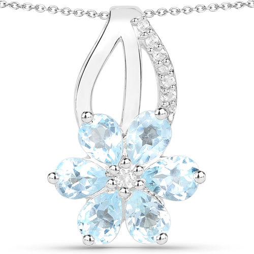 4.57 Carat Genuine Blue Topaz and White Topaz .925 Sterling Silver 3 Piece Jewelry Set (Ring, Earrings, and Pendant w/ Chain)