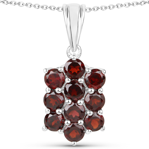 8.40 Carat Genuine Garnet .925 Sterling Silver 3 Piece Jewelry Set (Ring, Earrings, and Pendant w/ Chain)