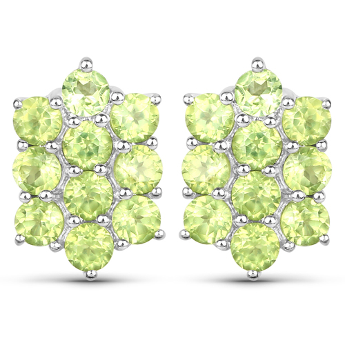 6.80 Carat Genuine Peridot .925 Sterling Silver 3 Piece Jewelry Set (Ring, Earrings, and Pendant w/ Chain)