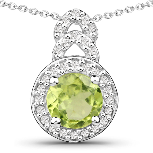 2.68 Carat Genuine Peridot and White Topaz .925 Sterling Silver 3 Piece Jewelry Set (Ring, Earrings, and Pendant w/ Chain)