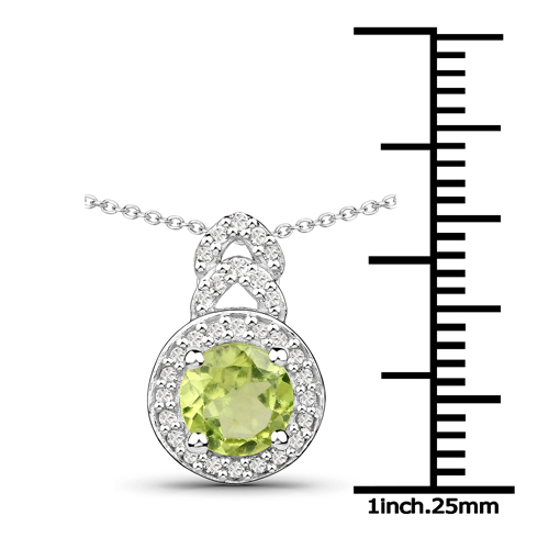 2.68 Carat Genuine Peridot and White Topaz .925 Sterling Silver 3 Piece Jewelry Set (Ring, Earrings, and Pendant w/ Chain)