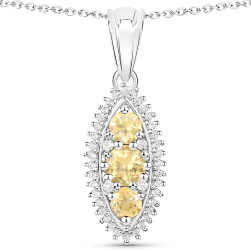 3.58 Carat Genuine Citrine and White Topaz .925 Sterling Silver 3 Piece Jewelry Set (Ring, Earrings, and Pendant w/ Chain)