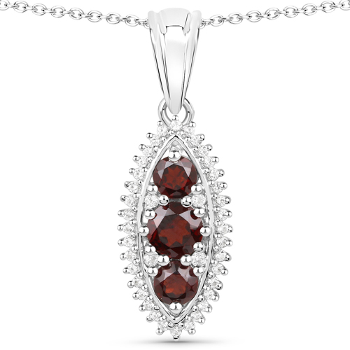 4.38 Carat Genuine Garnet and White Topaz .925 Sterling Silver 3 Piece Jewelry Set (Ring, Earrings, and Pendant w/ Chain)