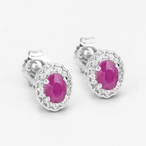 2.46 Carat Genuine Ruby and White Topaz .925 Sterling Silver 3 Piece Jewelry Set (Ring, Earrings, and Pendant w/ Chain)