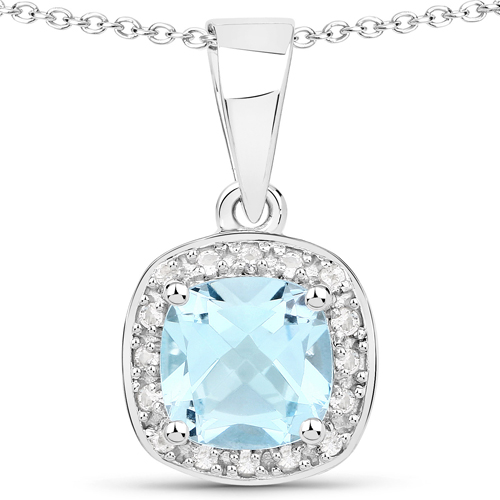 6.75 Carat Genuine Blue Topaz and White Topaz .925 Sterling Silver 3 Piece Jewelry Set (Ring, Earrings, and Pendant w/ Chain)