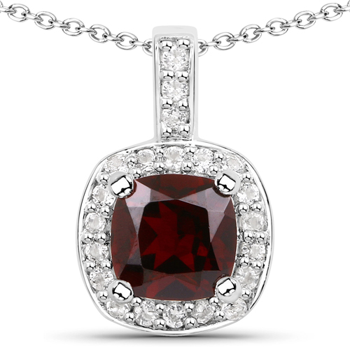 4.59 Carat Genuine Garnet and White Topaz .925 Sterling Silver 3 Piece Jewelry Set (Ring, Earrings, and Pendant w/ Chain)